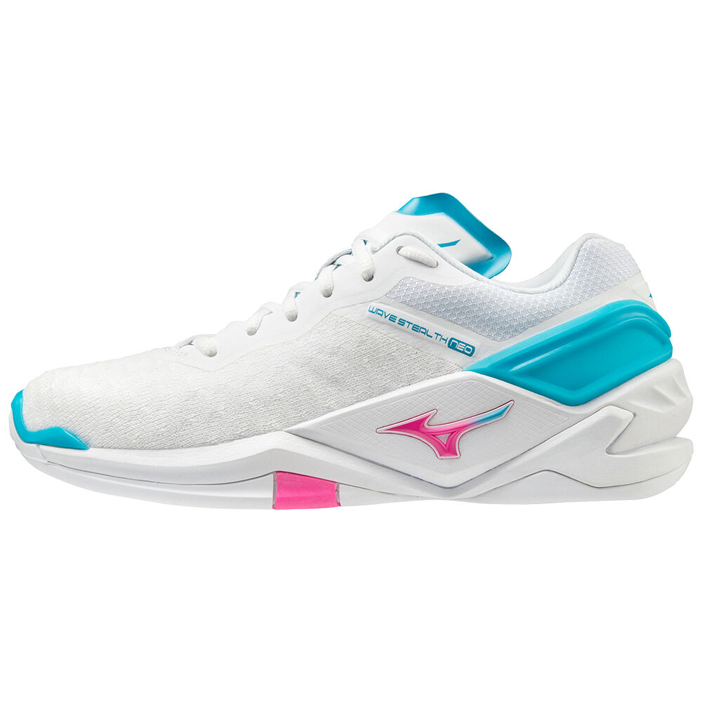 Zapatillas Balonmano Mizuno Wave Stealth Neo Mujer Blancas/Rosas/Azules Turquesa España PQFL-48725